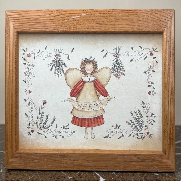 Vintage Barbara Mock Angel Herbs Artwork • Cottagecore Kitchen Hanging Decor EUC - Picture 3 of 8